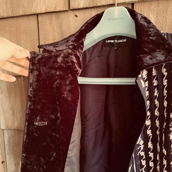 Lapine Blanche Japanese Vintage Y2K Quilted Silk Jacquard Velvet Lined Jacket M - Picture 10 of 16